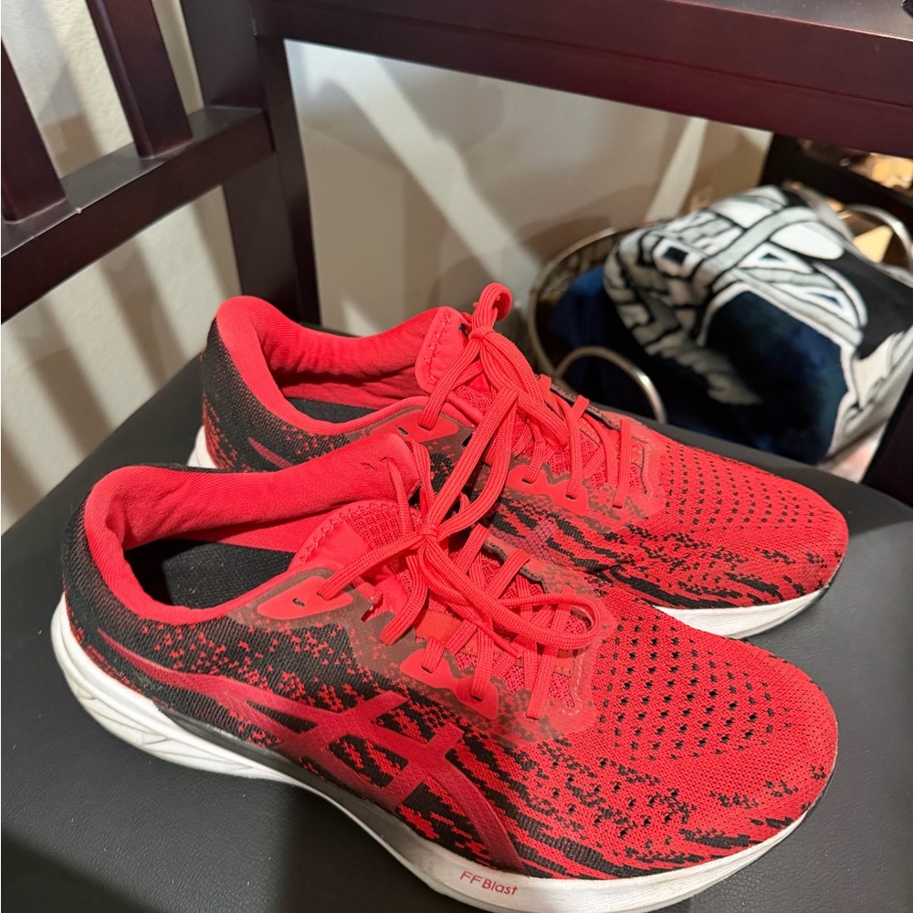 Asics Red and Black Athletic Shoes